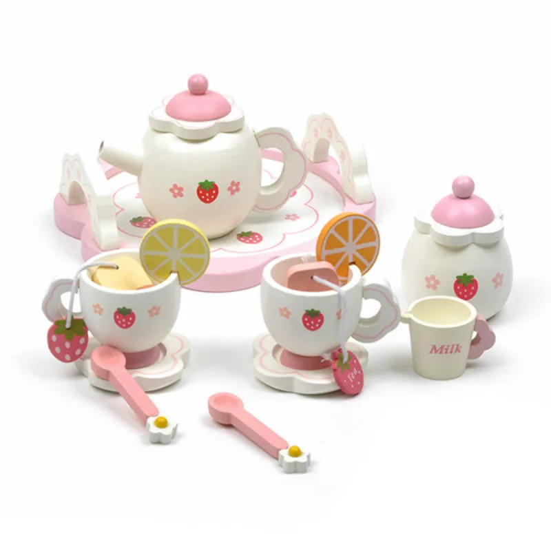 Giocattoli per ragazze giocattoli da cucina Set da tè rosa Play House strumenti educativi per bambini educazione precoce Puzzle stoviglie regalo simula in legno