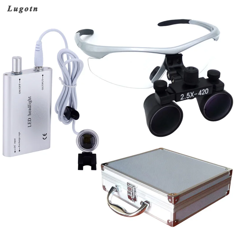 Metal Box 2.5X Amplification Surgical Amplifier Medical LED Light Dental Ears Nose Operation Loupe Dentist Magnifier Enlarger