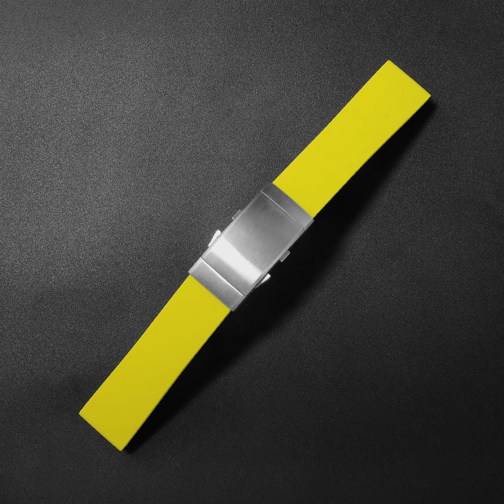 San Martin Uhrenarmbänder, Gummibänder, 20 mm, 22 mm, mit Faltschließe, Taucharmband, wasserdichter Handgelenkgürtel, weiches Armband, langlebig
