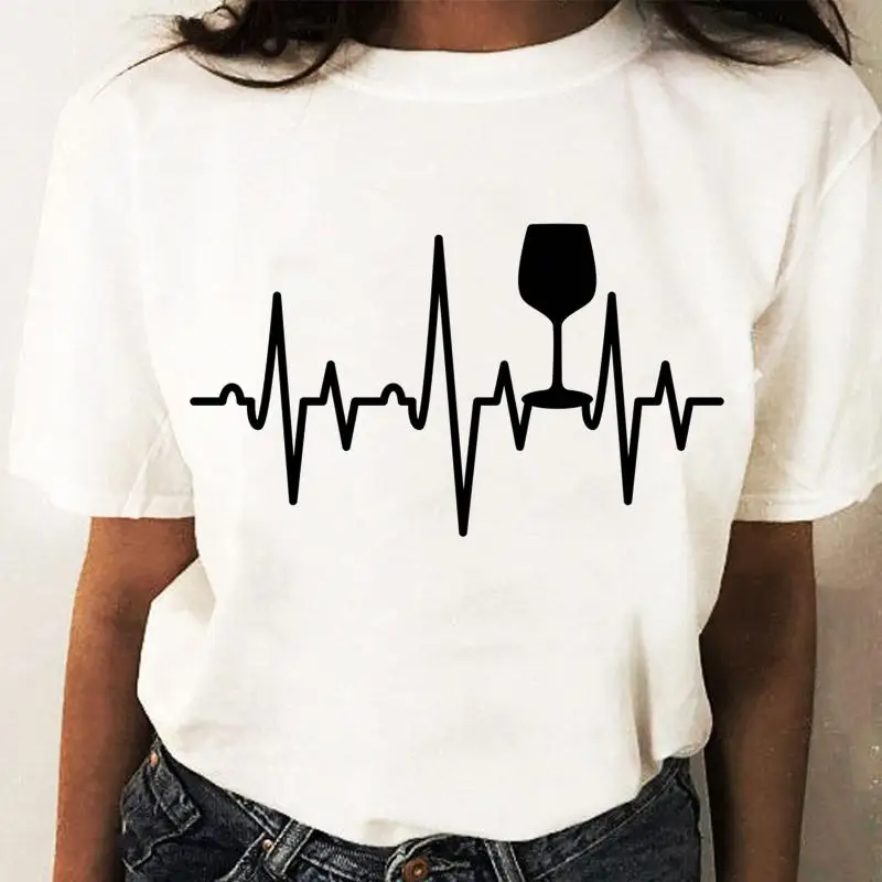 Coffee Wine Love Trend Graphic T Top Print T-shirts Fashion Women Cartoon Shirt Stylish Short Sleeve Regular Female Tee T-Shirt