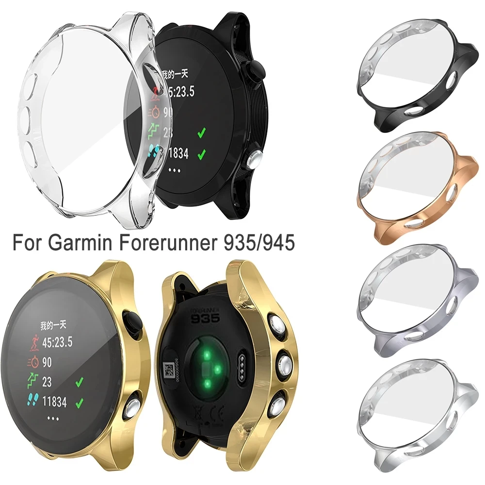 Slim Plated TPU Screen Watch Protector Case Cover for Garmin Forerunner 935 945 Smart Watch Full Protection Shell Frame