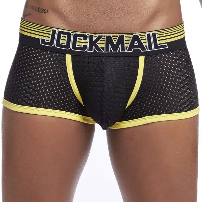 JOCKMAIL Neue Sexy Männer Unterwäsche Boxer Atmungsaktive Mesh boxershorts männer Männlichen Unterhose cueca Homosexuell penis Mann Höschen Herren