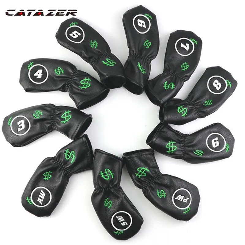 

10 Pcs/Set Golf Iron Covers PU Leather US Dollar Golf Head Cover for Iron Club Set