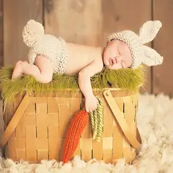 Newborn Baby Clothes Girls Boys Crochet Knit Costume Photo Photography Prop Accessories Rabbit  Caps Hats Roupa De Bebe