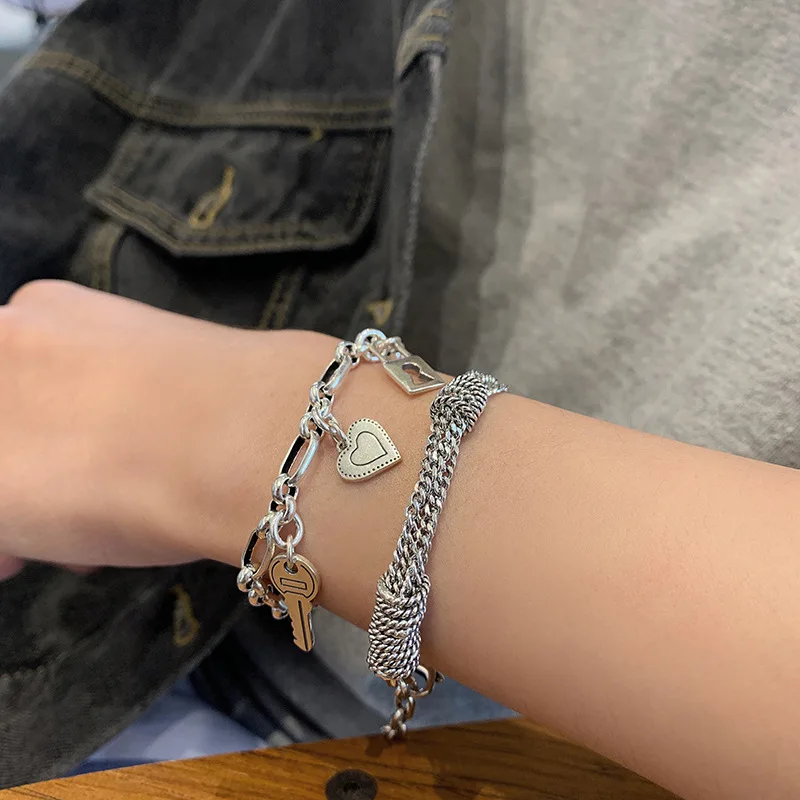 LIVVY 2025 New Silver Color Weave Circle Multi-Layer Chain Bracelet Woman Unique Punk Trendy Vintage Elegant Jewelry Wholesale