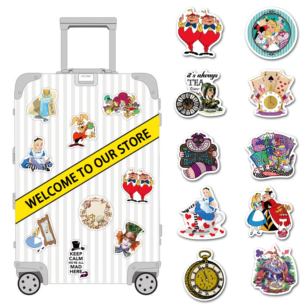 10/30/50PCS Disney Movie Alice in Wonderland Graffiti Stickers Cartoon Decals Laptop Phone Guitar Luggage Toy Sticker for Kids