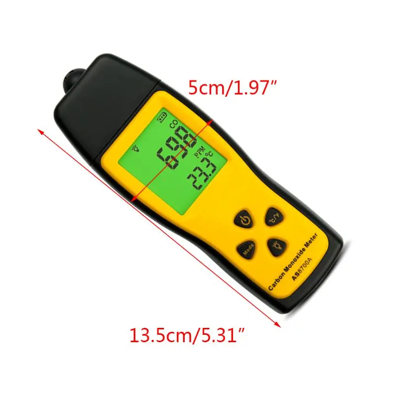 AS8700A Portable CO Gas Analyzers Handheld Carbon Monoxide Meter Tester Monitor Detector Gauge LCD Display Sound Light A