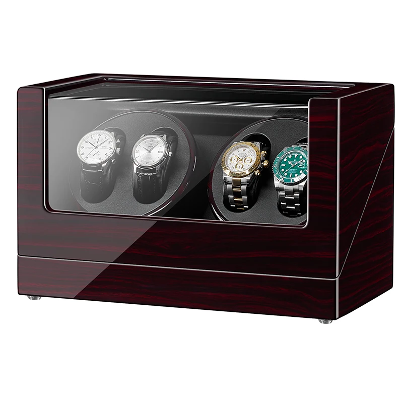 

5 Modes Ebony Baking Finish Automatic Quad 4+0 Watch Winder with Double Quiet Mabuchi Motors 5 Working Modes AAA Quality