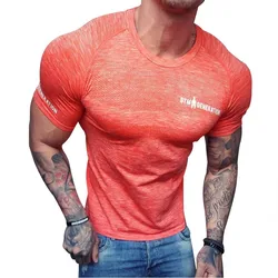 Camiseta de secado rápido para hombre, ropa deportiva ajustada de manga corta, de compresión, informal, para gimnasio, novedad de 2024