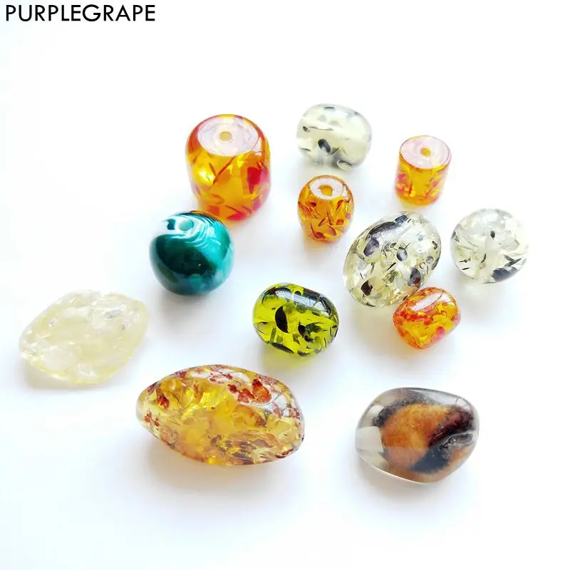 DIY Handmade Resin Earrings Accessories Pendant Beads Marble Pattern Imitation Amber Japanese and Korean Fashion Jewelry 8pcs