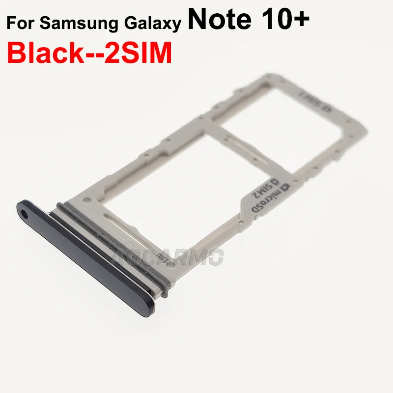 Aocarmo Single Dual SIM Card For Samsung Galaxy Note 10 Plus 10+ Metal Plastic MicroSD SimTray Slot Holder Replacement Parts