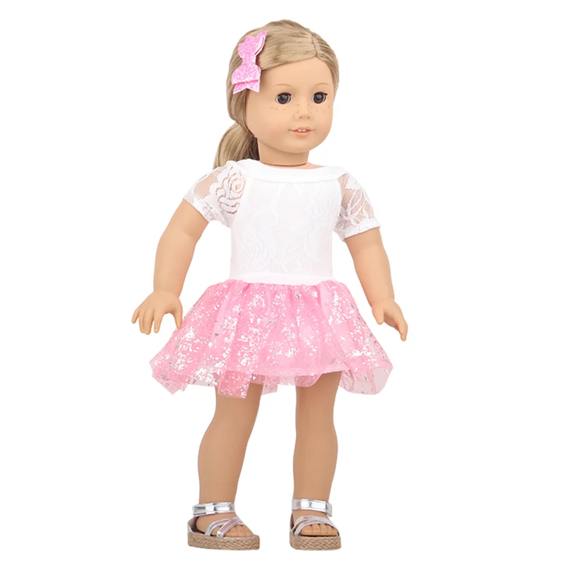 Sequins Dress Doll Clothes For 17 Inch&43cm Baby New Born Doll Brilliant Party Reunion Doll Skirt For American 18 Inch Doll DIY
