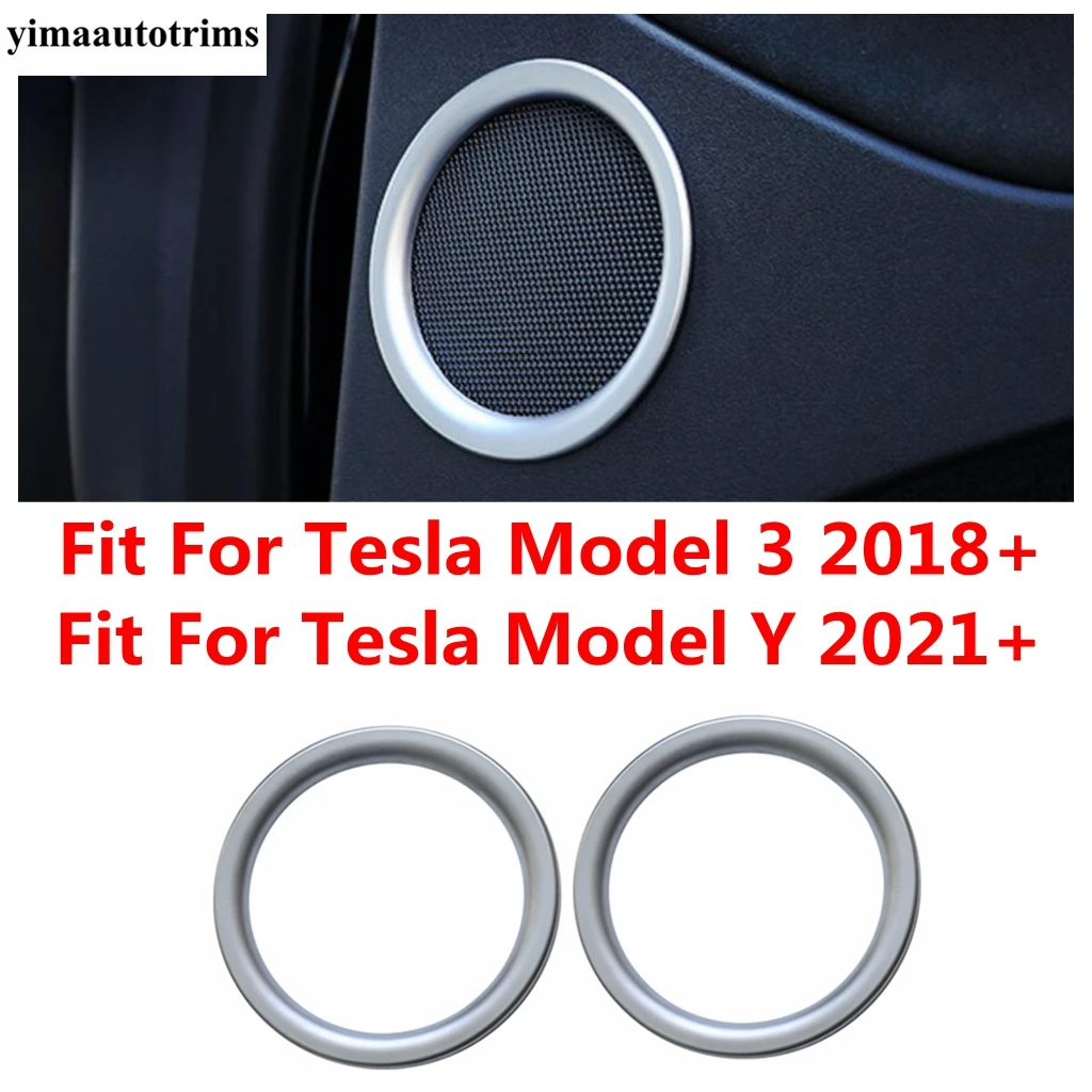 

Car Door Stereo Speaker Audio Sound Frame Ring Decor Cover Trim ABS Accessories For Tesla Model 3 2018 -2021 / Model Y 2021 2022