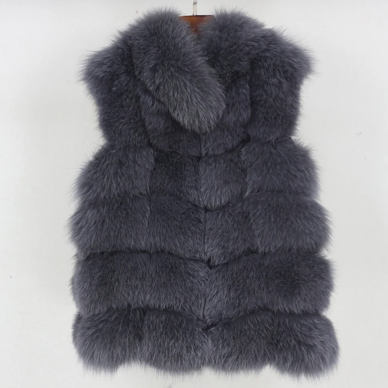 

Luxury Winter Jacket Women Stand Collar 2020 New Real Fur Vest Coat Natural Big Fluffy Fox Fur Outerwear Streetwear Thick Warm