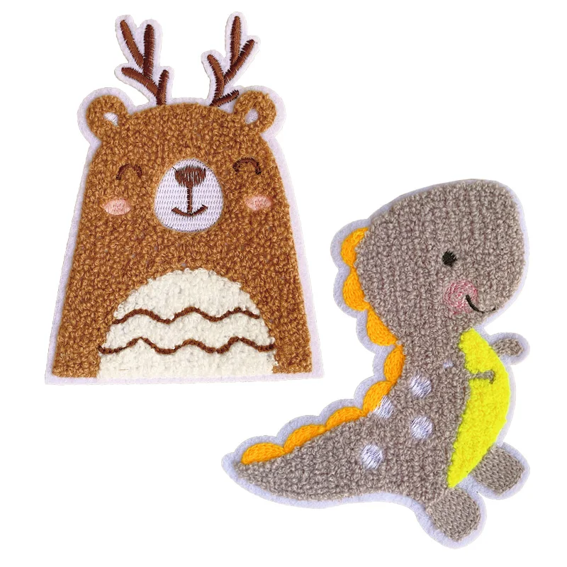 

Towel Embroidery Deer Patch, Dinosaur Badge, Clothing Accessories, Wholesale Patches, Sewing Supplies, Sewing on Patches