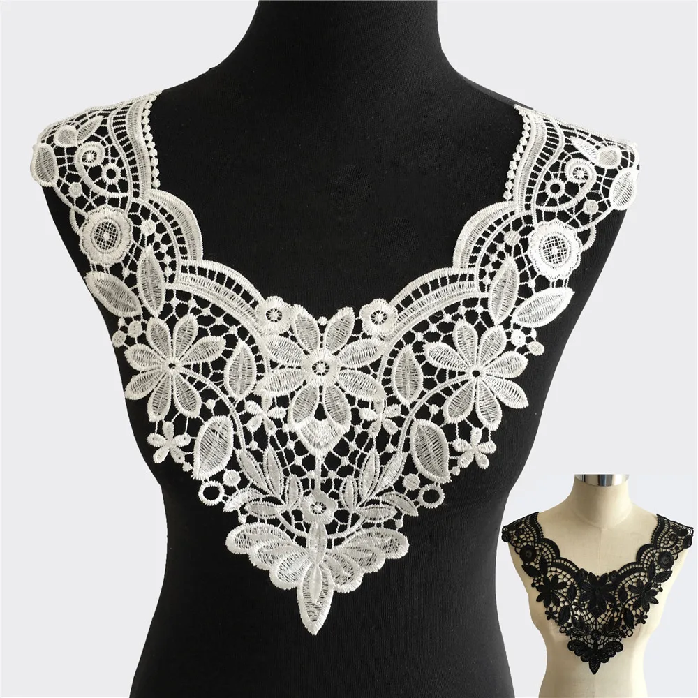 Lace Collar 3D cotton Lace Fabric Trim ribbon DIY Embroidery Applique Sewing guipure wedding Neckline decorate 1 pcs sale