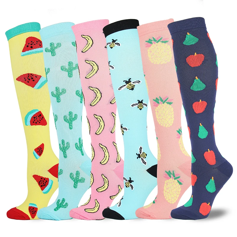 2020 New Cycling Compression Stockings Unisex Sport Leg Pressure Nylon Running Travel Sock Long Health Compress Socks Animals