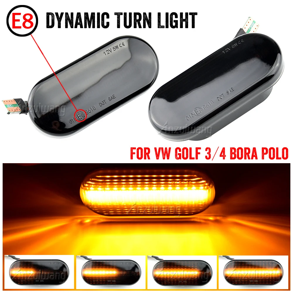 

Dynamic Flowing LED Side Marker Turn Signal Light For VW Transporter T5 Polo Golf 3 4 Passat B5 Sharan Lupo Bora Multivan