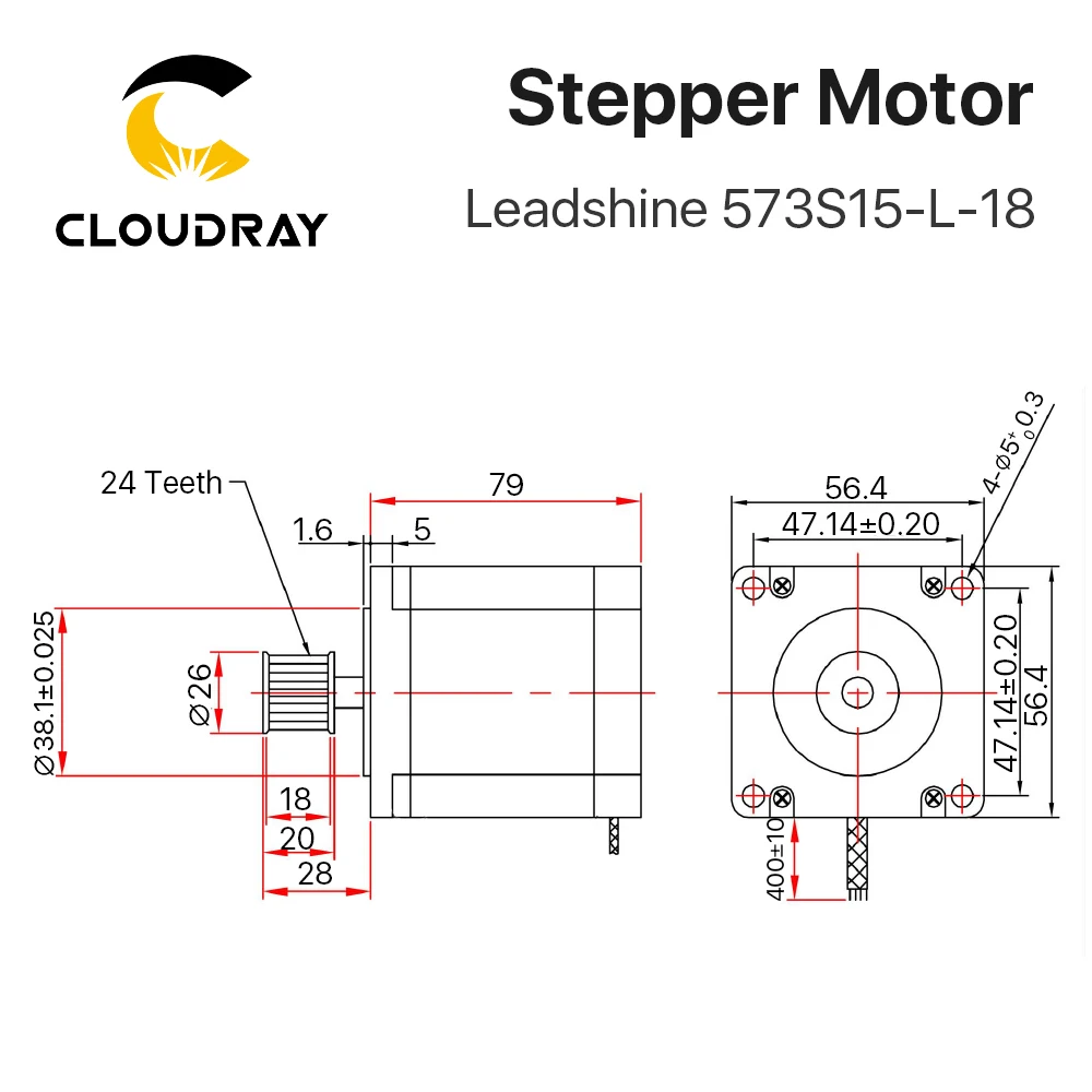 Leadshine Nema 23 Stepper Motor 3 Phase 57mm 150Ncm 5.2A Stepper Motor（573S15-L-18）with GEAR for 3D printer CNC XYZ