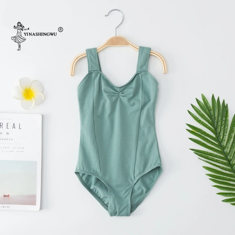 Bé Gái Lớn Của Leotard Ba Lê Cắt Xe Tăng Một Mảnh Yếm Body Dancewear Trang Phục Rộng Dây Đeo Vai Leotard Thực Hành Quần Áo