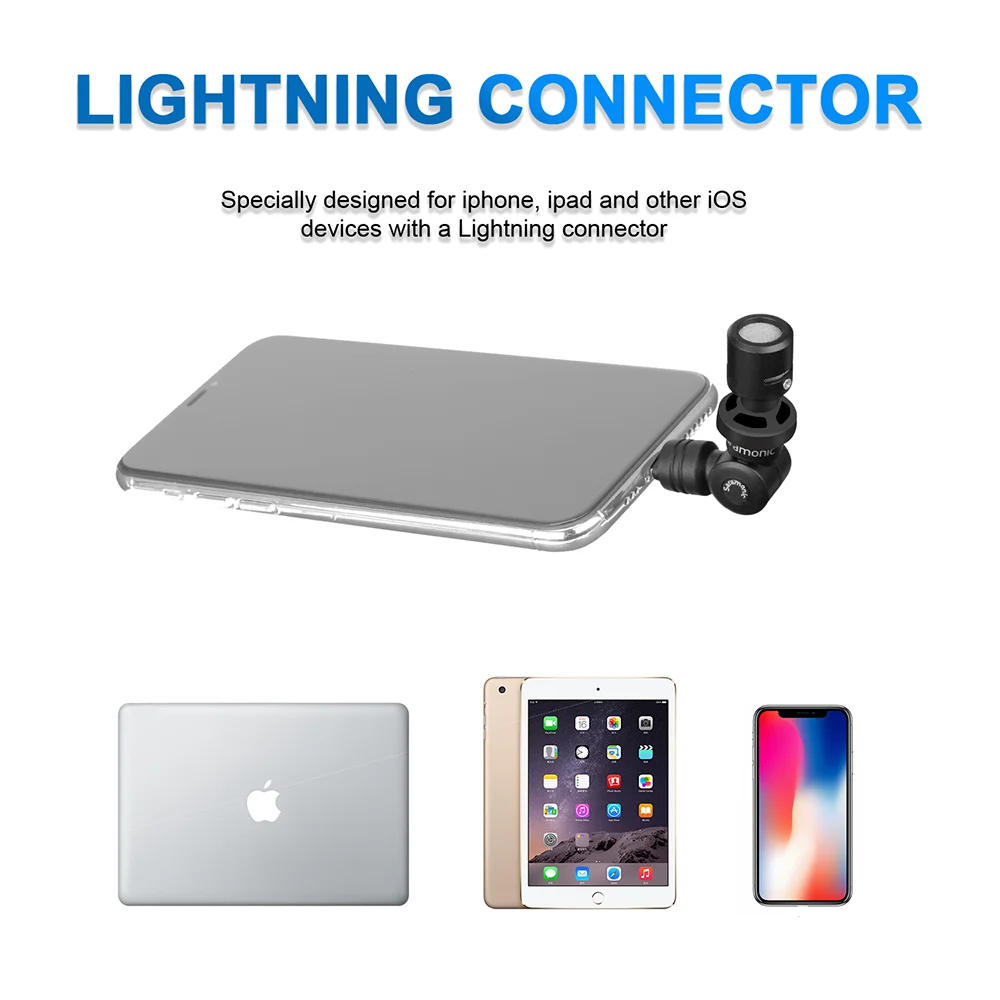 Saramonic SmartMic UC Di Ponsel Pintar Vlog Mikrofon Perekaman Audio Video untuk iPhone 11 Pro Max 8 7 X Port Tipe C untuk Android