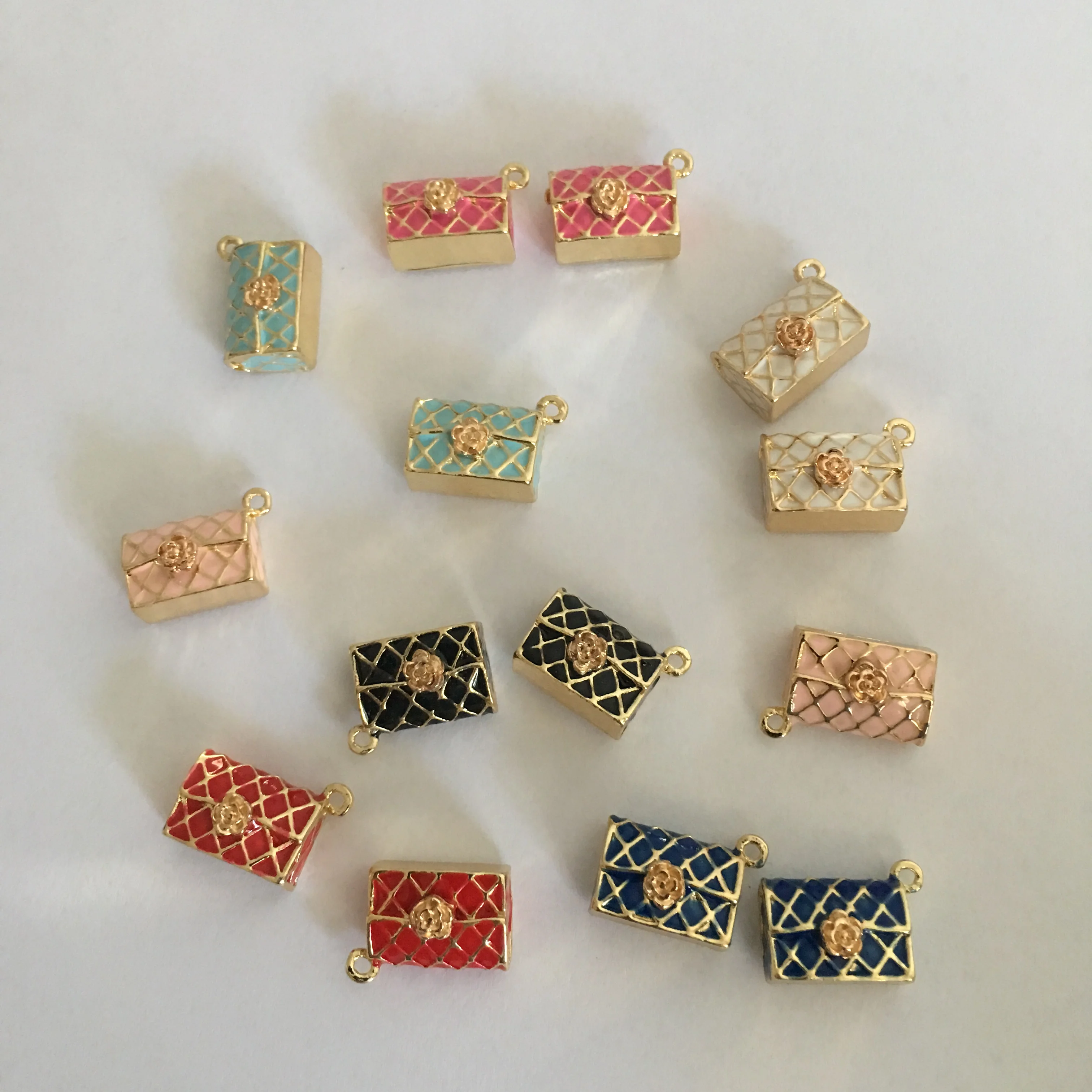 10pcs/lot rhombus bag pendant alloy enamel charm DIY accessories of necklace bracelet headdress handmade fitting