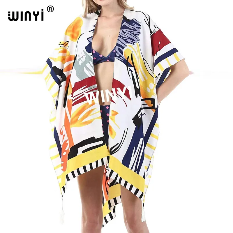 

2021beach wear kimono cardigan Middle East America Africa holiday Sexy Casual Printed Bohemia Elegant cover-up