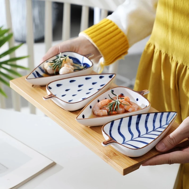 

Ceramic Tray Leaf Shape Seasoning Bowl Multipurpose Small Plates Appetizers Snack Dish Sauce Kitchen Dishes Sushi Cake Plate