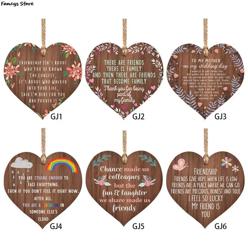 Heart-shaped Wooden Christmas Pendant Christmas Tree Decoration Card Famous Quotes About Family Warm Decoration 2022 New Year