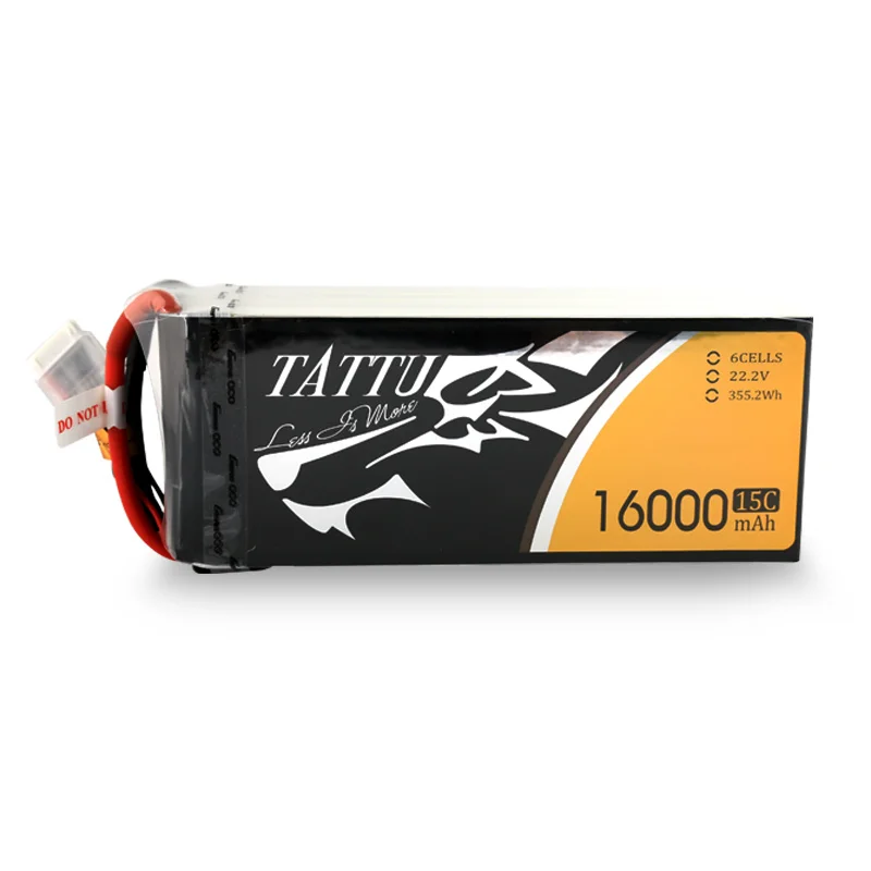 TATTU 16000mAh 22.2V 6S LiPO Battery 15C for Big Load Multirotor Hexacopter for agricultural drone/ UAV drone