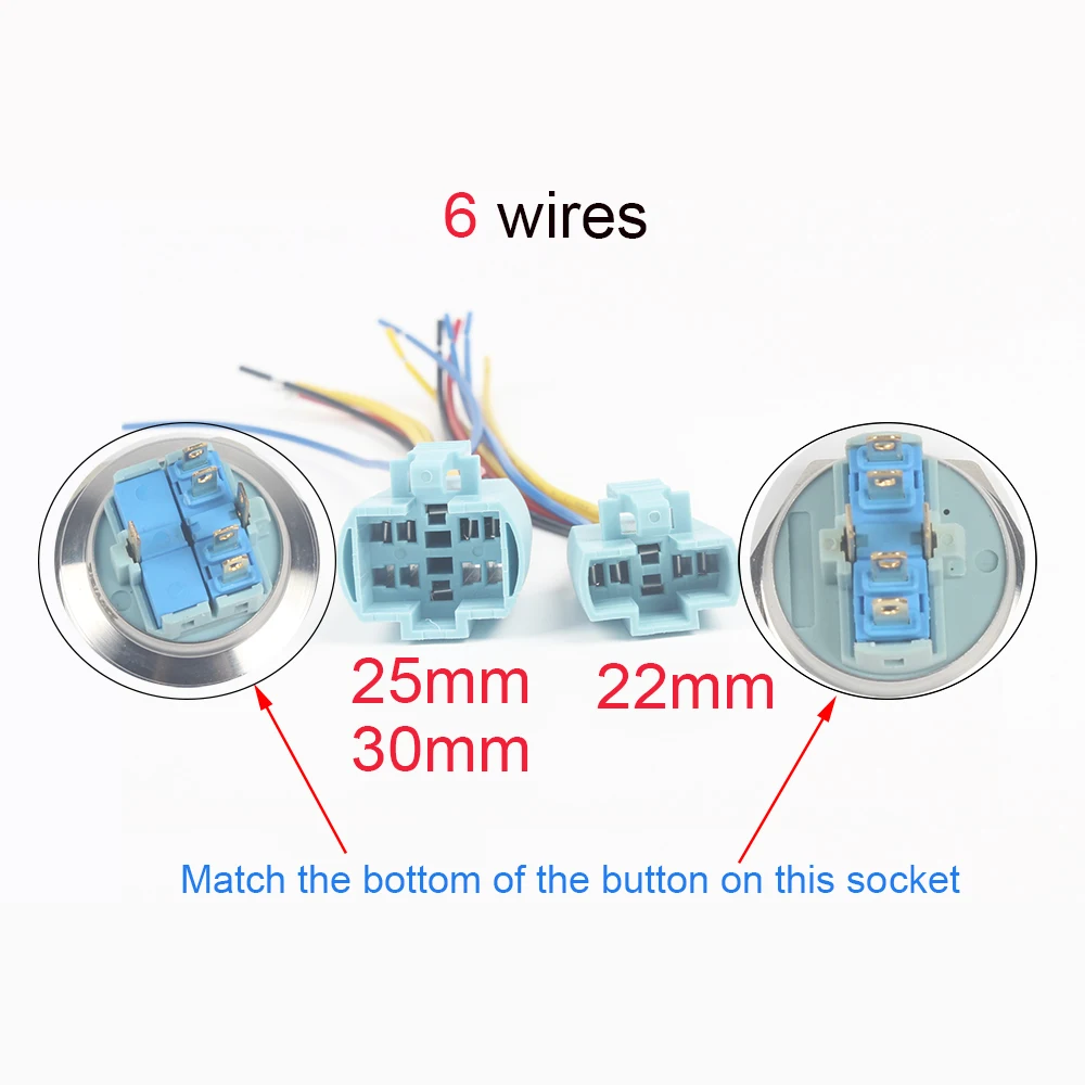 16/19/22/25mm Connector Power Cable Socket For Metal Push Button Switch Wiring 3-6 wires Stable Lamp Light Button Terminals base