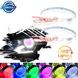 2PCS Car Devil Eyes Demon Eyes Projector Headlight lens 2.5-3.0 Inch 3528 15SMD LED Headlights DRL DC12V Evil eye White Red