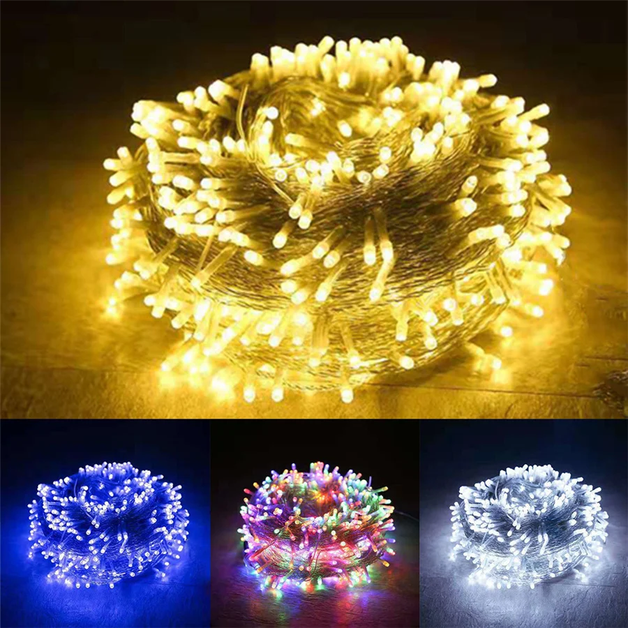 Holiday Lighting Led Christmas Lights Outdoor 100m 50m 30m 20m String Lights Garlands Decoration For Party Wedding Garden Street