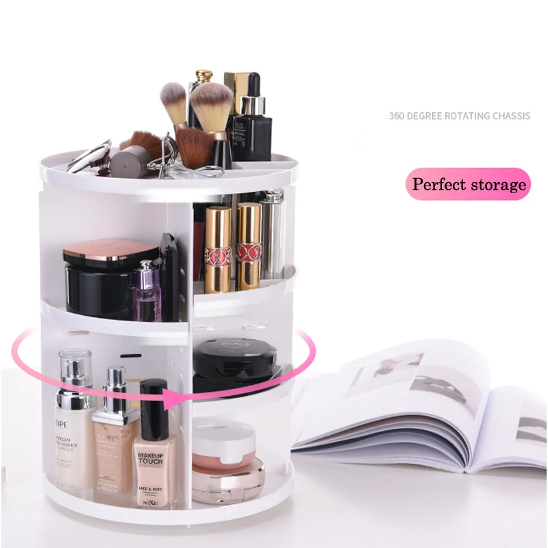 

Nice 360 degree Rotation Cosmetic Box Jewelry Holder Makeup Organizer Eyebrow Pencil Brush Stand Jewellery Case Assemble Parts