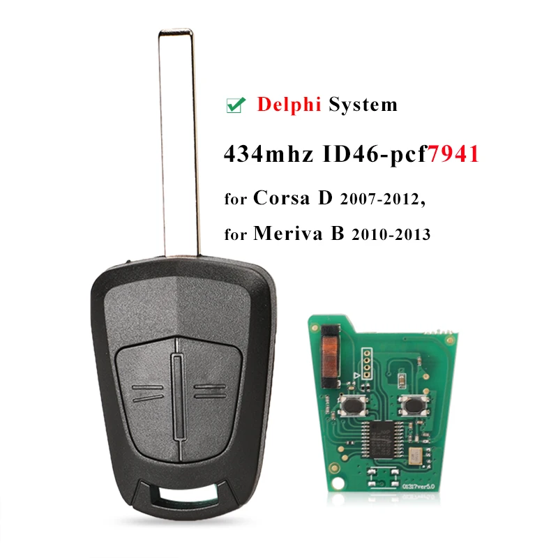 Jingyuqin 433Mhz ID46-pcf7941 Auto-Fernbedienungsschlüssel für Opel / Vauxhall Astra H 2004-2009 Zafira B 2005-2013 Corsa D 2007-2012 Meriva B