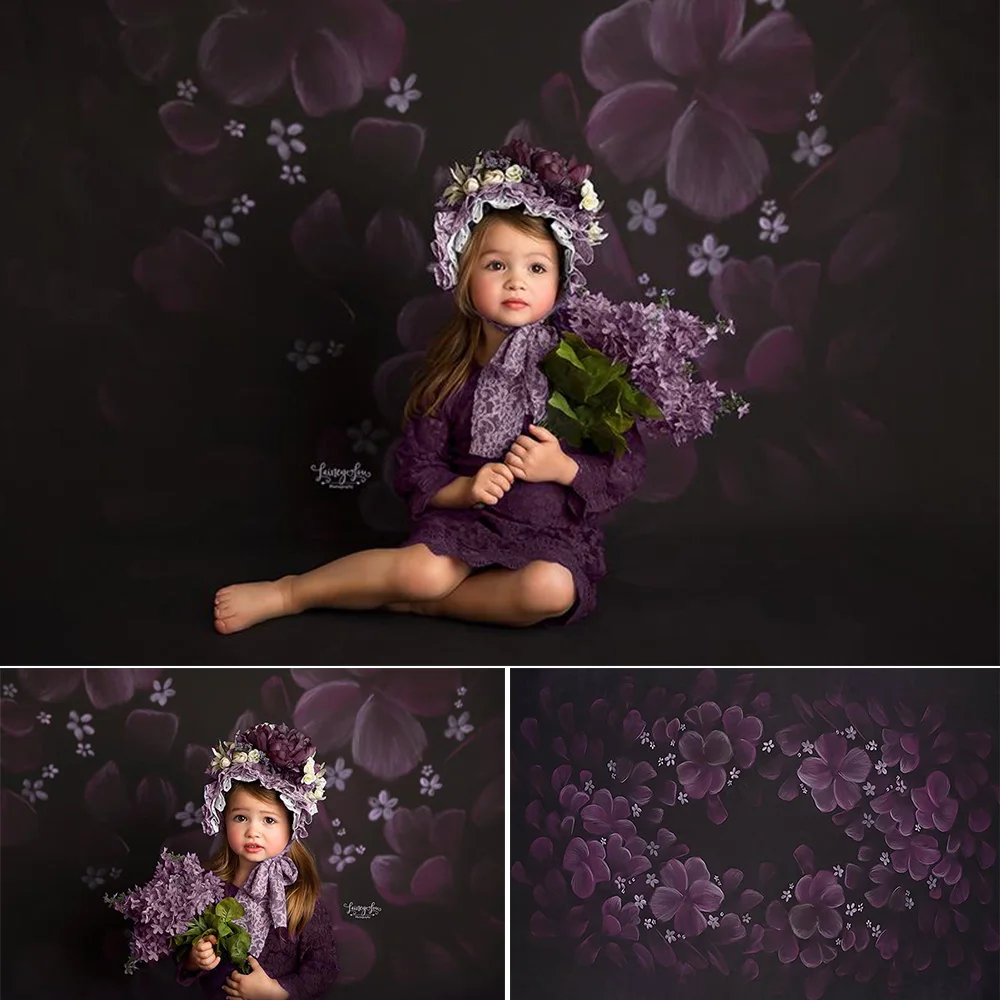 Purple Flowers Newborn Children Portrait Photography Backdrop Photo Studio Floral Texture Pregnant Woman Baby Shower Photocall