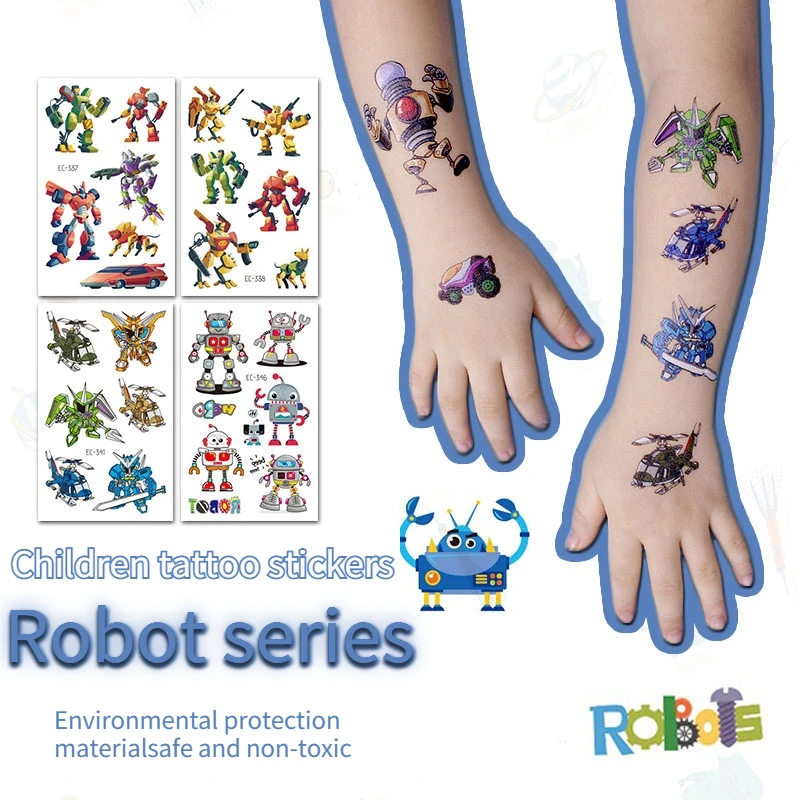 Robot Children Tattoo Stickers Boy Baby Safety Waterproof Cartoon Simulation Space Voyage Watermark Stickers Temporary Tattoos