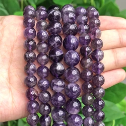 Natural Flower Purple Amethyst Round Stone Beads Loose Spacer Beads For Jewelry Making 4/6/8/10/12mm DIY Bracelet 15 inches