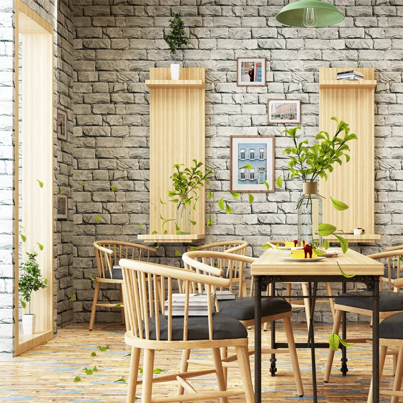 

3 D Brick Wall Paper Roll Grey Vinyl Wallpapers Pvc Retro Stone Wallpaper For Walls Pintage Vintage Paper