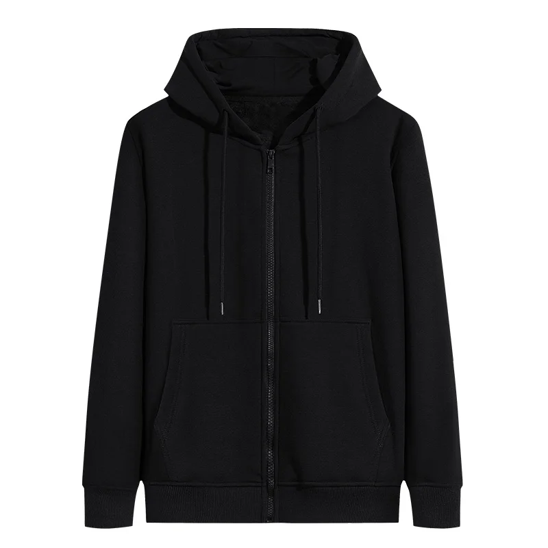 plus size autumn winter men fleece Hoodies Sweatshirts hooded zipper 5XL 7XL 8XL simple warm black 50 52 home sports Sweatshirts