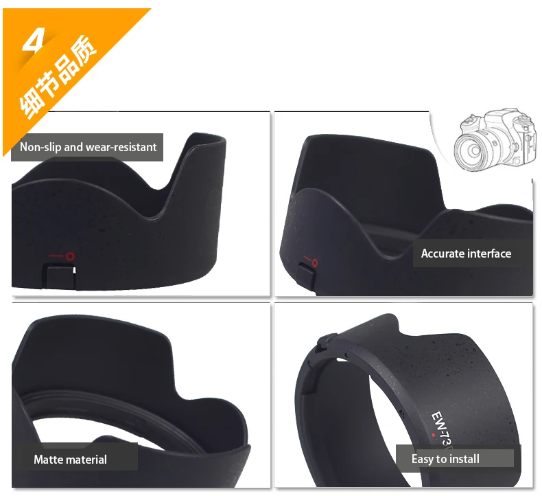 Bizoe Canon EW-78D Camera Zonnekap 72Mm 28-200 18-200 Lens EOS60D70D80D90D Dslr 760D750D700D800D Accessoires 5D4 32SR Reversibl