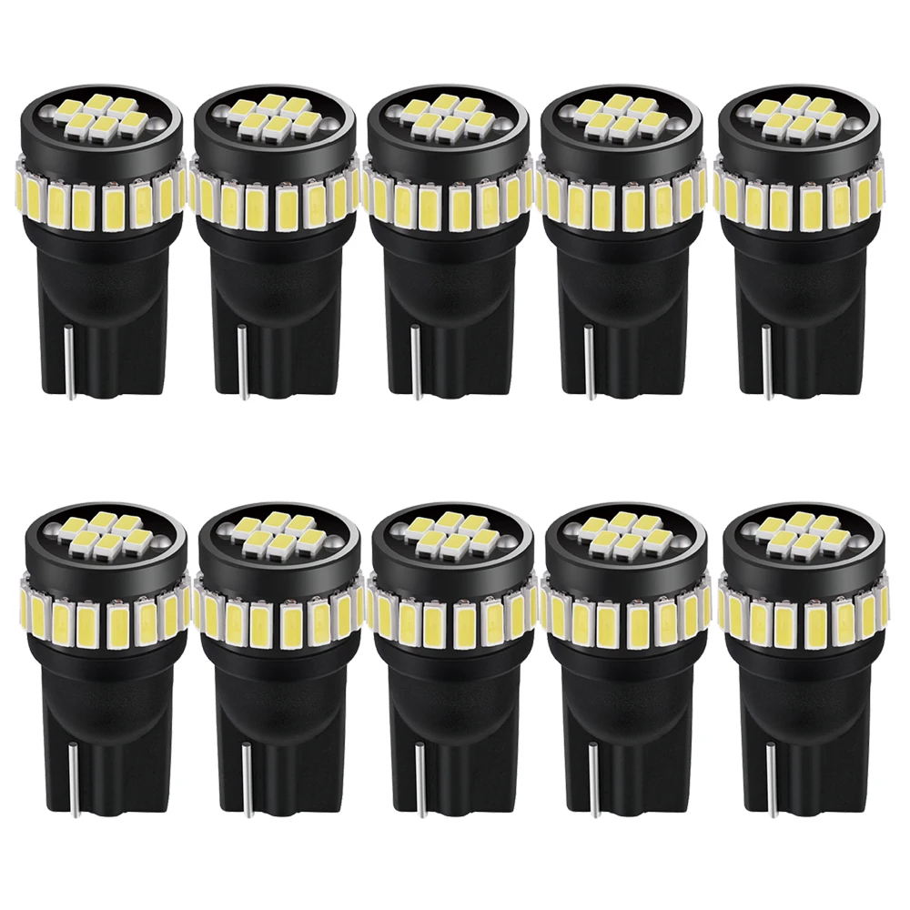 10x T10 W5W Led Light White Car Led Light Can-bus Wedge Light Side Bulb T10 W5W Canbus Led 6000K 194 3014 24 SMD Led Error Free