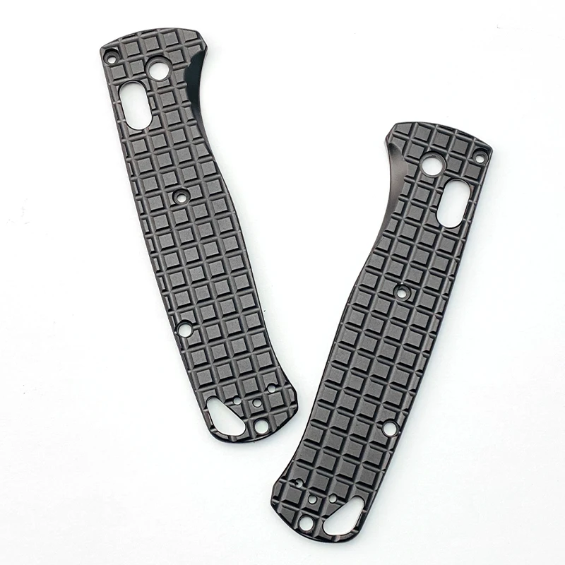 1 Pair Aluminium Alloy Blade Handle Patch for BM 535 Knife Lattice Texture Aluminium Alloy Bugout 535 Patch DIY Accessories