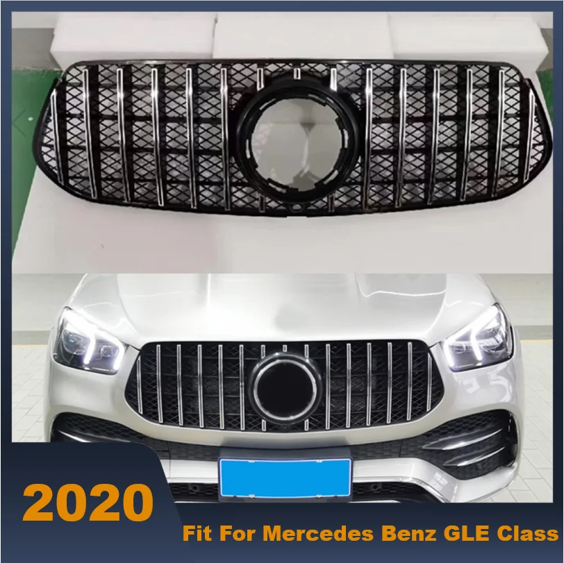 ABS Black Middle Grille Racing Grills Front Bumper Grill Fit For Mercedes Benz GLE Class W167 2020 GLE300 GLE350 GLE 400 GLE450