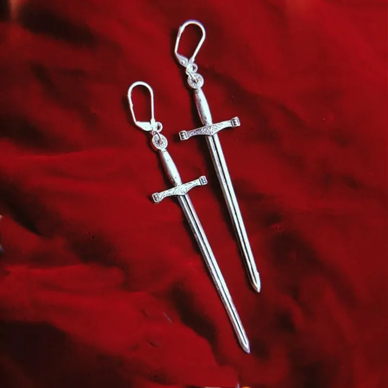 Medieval Worship Sword Earrings Witch or Pagan Alternative Goth  Silver Plated Classic Women Fashion Gift Jewelry 2020 New Men