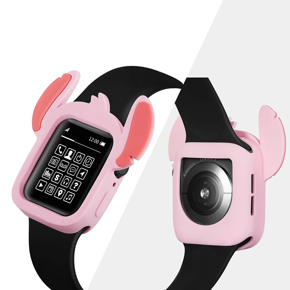 Mới Hoạt Hình Cho Apple Đồng Hồ Series 7 SE 6 5 4 Tấm Bảo Vệ Dành Cho IWatch 40 41Mm 44 45Mm Dẻo Silicone Dành Cho Nữ Thời Trang Thiết Kế