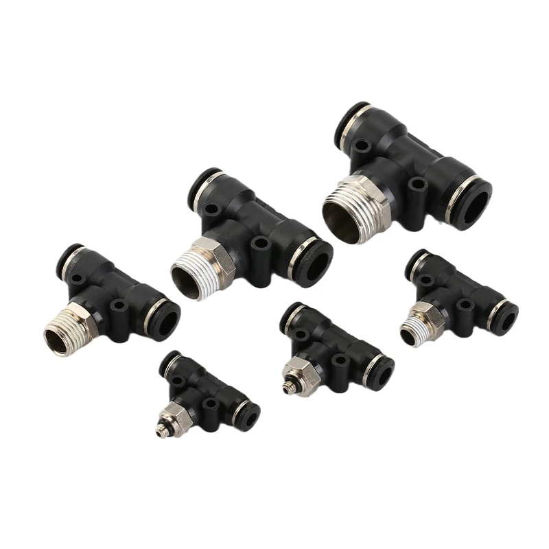 Black Air Hose Fittings 1/8 1/4 3/8 1/2 4mm/6mm/8mm/10mm PC PCF PL Tube Connector Pneumatic Quick Coupling Pipe Hose Fitting