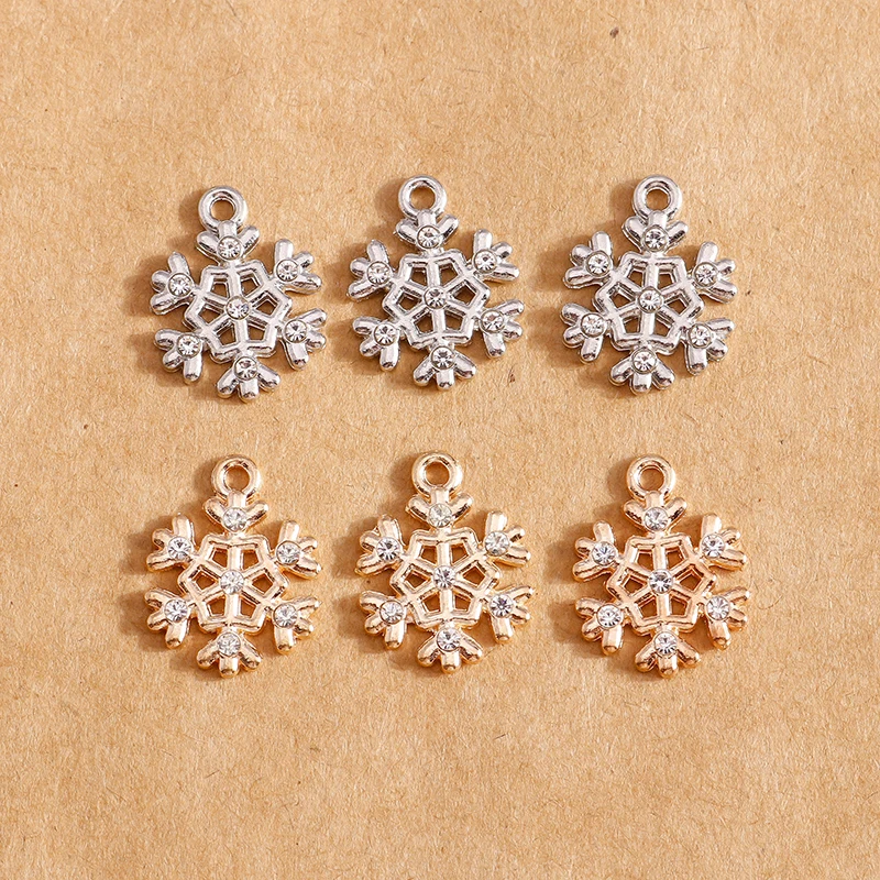 10 sztuk 13*17mm metalowy kryształ Snowflake Charms biżuteria dokonywanie kolczyk wisiorek bransoletka naszyjnik Charms DIY ustalenia