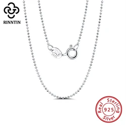Rinntin Handmade 925 Sterling Silver Fashion 1.2mm Ball Bead Chain Necklace 40/45/50/55/60cm for Women Chain Jewelry Gift SC24
