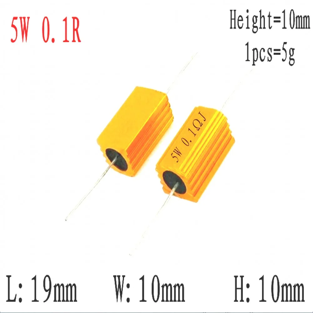 Resistencia bobinada de carcasa metálica de aluminio RX24, 10 piezas, 5W, 0,1 ~ 33K, 0,33, 0,5, 1, 2, 5, 6, 8, 10, 20, 50, 100, 120, 200, 300, 1K, 5K, 10K